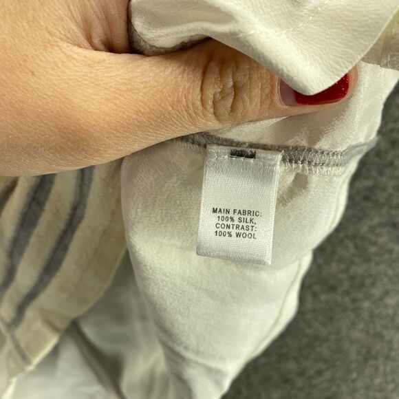 St. John Tank Women L Large White Striped Silk Sleeveless Round Neck Sheer - Picture 8 of 9